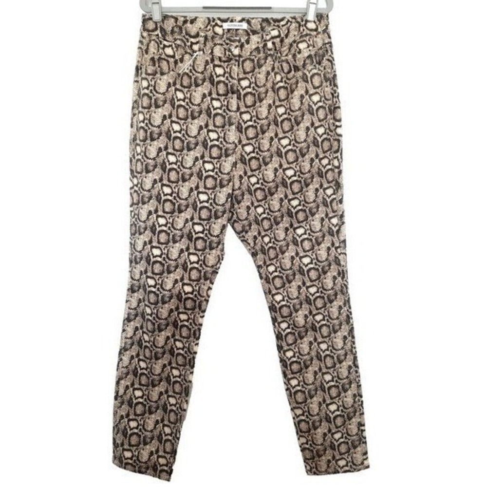 Good American Pants Women Plus 18 Brown Skinny Snakeskin Animal Curve Enhancing